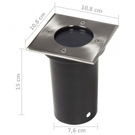 VidaXL Pack de 12 Spots de Sol Carrés pour Jardin GU10 Noir/Argent