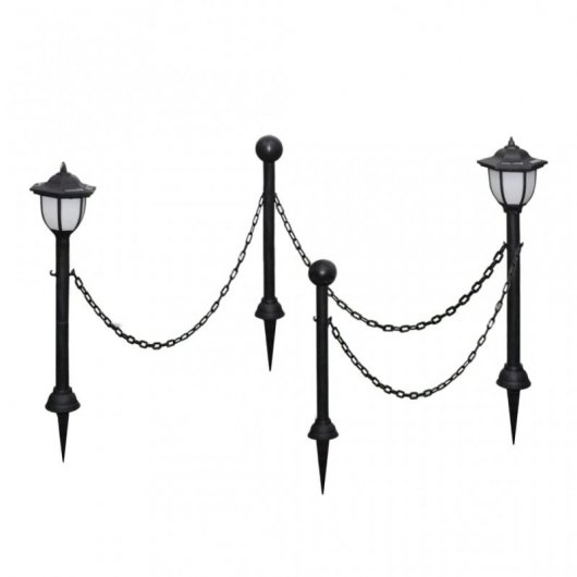 VidaXL Confezione da 4 Lanterne Solari a LED con Recinzione a Catena per Giardino
