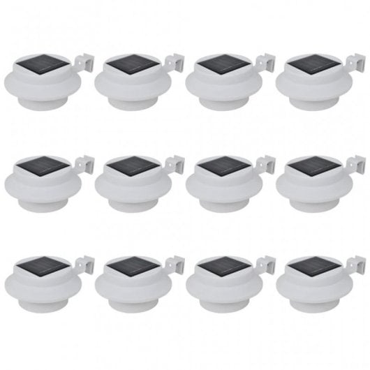 VidaXL Pack de 12 Spots Solaires LED Blancs pour Clôture de Jardin