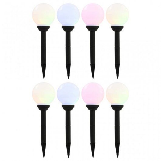 VidaXL Confezione da 8 Lampade Solari LED RGB Sferiche 15cm per Esterno 15cm