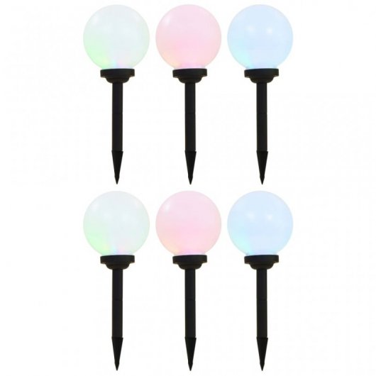 VidaXL Pack de 6 Lampes Solaires LED RVB Sphériques pour Extérieur 20cm