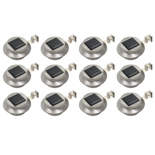 VidaXL Pack 12 Focos LED Solares para Exterior Redondos Plata