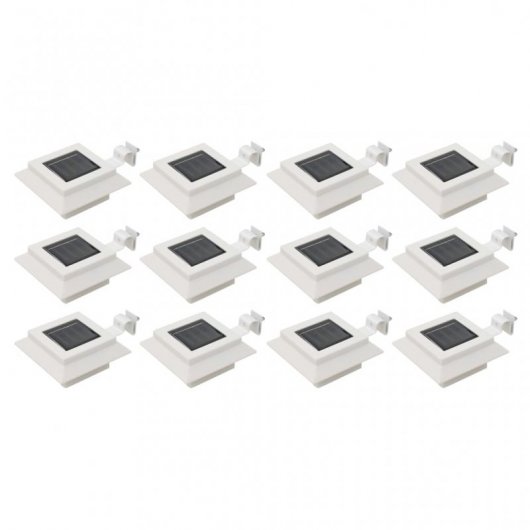VidaXL Confezione da 12 Faretti da Esterno LED Solari Quadrati