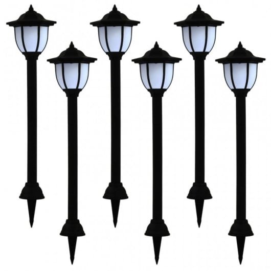 VidaXL Pack 6 Farolas Solares LED para Exterior Negras