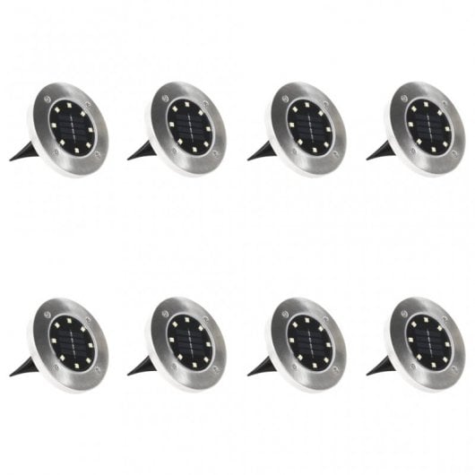 VidaXL Pack 8 Focos Solares LED RGB de Suelo