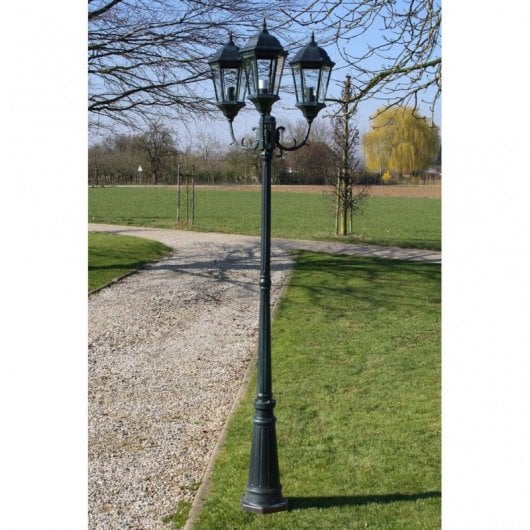 VidaXL Lampada da Giardino 3xE27 230 cm Verde Scuro/Nero