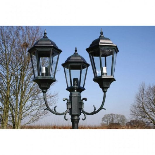 VidaXL Lampada da Giardino 3xE27 230 cm Verde Scuro/Nero
