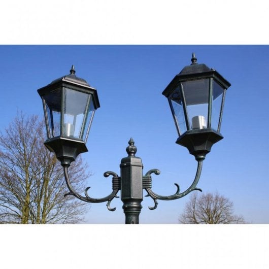 VidaXL Lampada da Giardino 2xE27 230 cm Verde Scuro/Nero