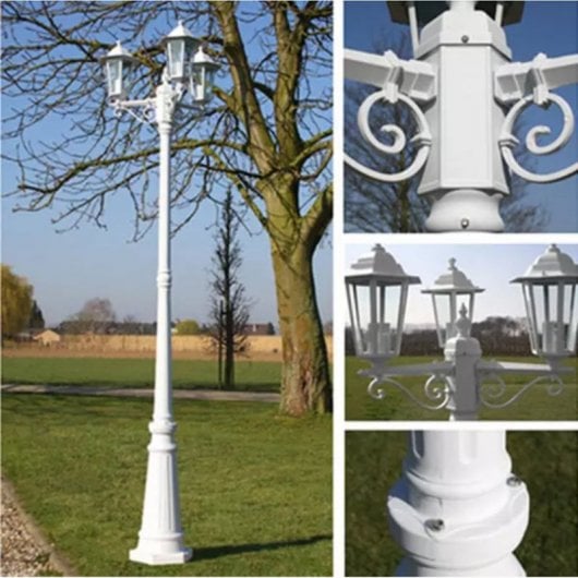 Lampada da giardino VidaXL 3xE27 215 cm Bianca