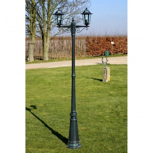 VidaXL Lampada da Giardino 2xE27 215 cm Verde Scuro/Nero