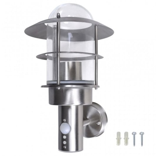 VidaXL Candeeiro de parede de jardim E27 28,5 cm prateado