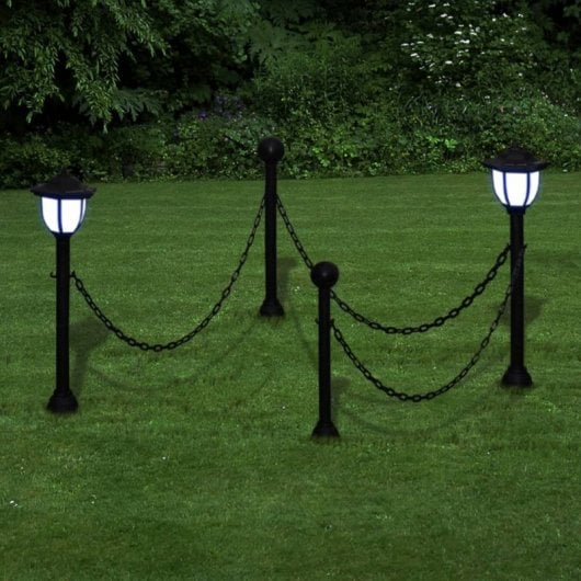 vidaXL Confezione da 2 Lanterne Solari a LED con Recinzione a Catena per Giardino