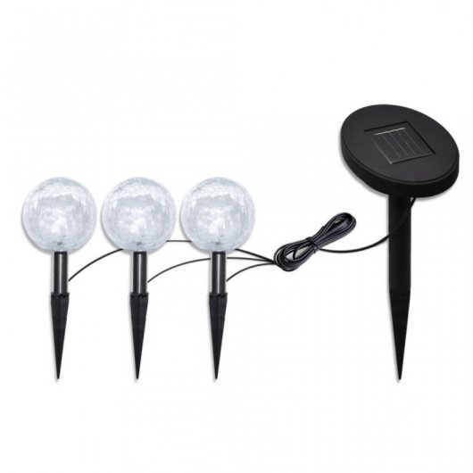 VidaXL Confezione da 3 Lampadari a Sfera da Giardino a LED con Pannello Solare