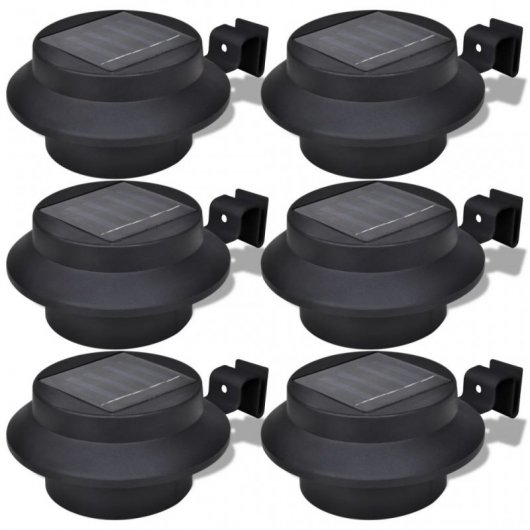 VidaXL Pack de 6 Spots Solaires LED pour Extérieur Noir