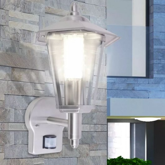 VidaXL Applique avec détecteur de mouvement E27 Acier inoxydable