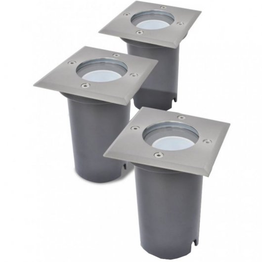 VidaXL Pack 3 Focos LED Empotrables para Jardín GU10 Gris