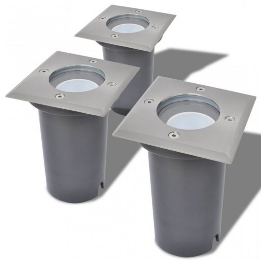 VidaXL Pack 3 Focos LED Empotrables para Jardín GU10 Gris