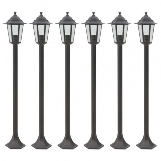 VidaXL Lampione da Giardino E27 110 cm Bronzo 6 Unità