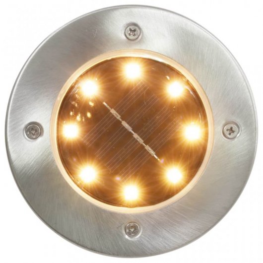 VidaXL Pack 8 Focos Solares LED de Suelo Blanco Cálido