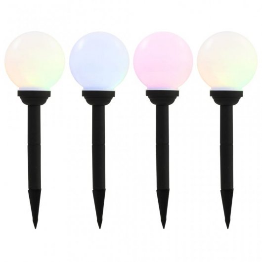 VidaXL Pack 4 Lámparas Solares LED RGB Esféricas para Jardín 15cm