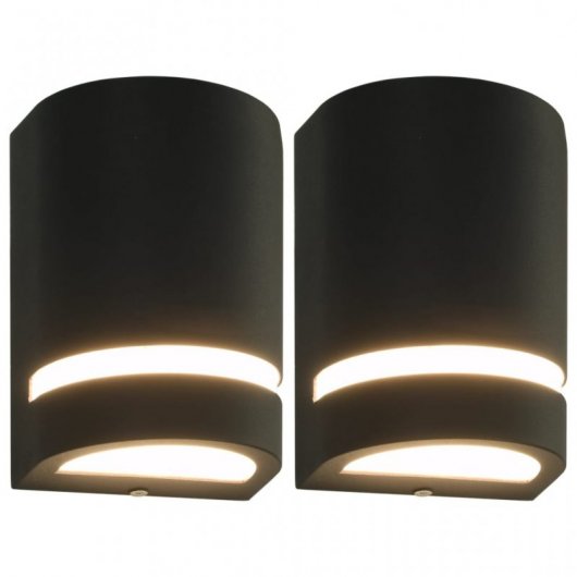 VidaXL Pack de 2 Appliques Extérieures Semi-Circulaires GU10 Noir