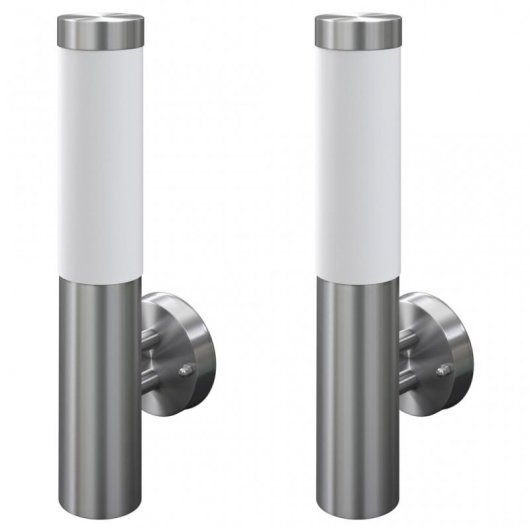 VidaXL Confezione da 2 Lampade da Parete per Esterni Cilindro in Acciaio Inox 60W E27