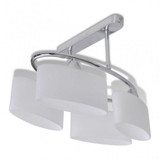 VidaXL Lámpara de Techo Pantalla Cristal Elipse 4xE14 Cromado