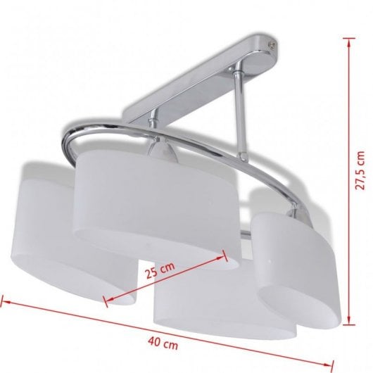 VidaXL Lámpara de Techo Pantalla Cristal Elipse 4xE14 Cromado