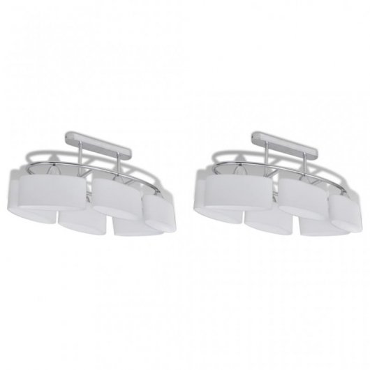 VidaXL Plafonnier Ellipsoïdal Abat-jour en Verre 6xE14 Argent 2 Unités