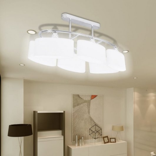 VidaXL Plafonnier Ellipsoïdal Abat-jour en Verre 6xE14 Argent 2 Unités
