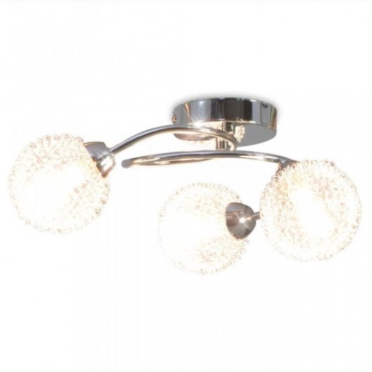VidaXL Plafonnier Abat-jour en Verre 3xG9 Argent