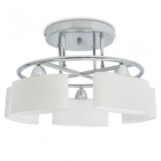 VidaXL Lámpara de Techo Pantalla Cristal Elipse 5xE14 Plateado