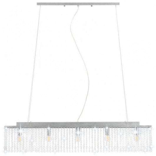 VidaXL Plafonnier Perles de Verre 5xE14 104cm Argent