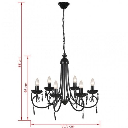 Lampadario VidaXL 6xE14 Nero