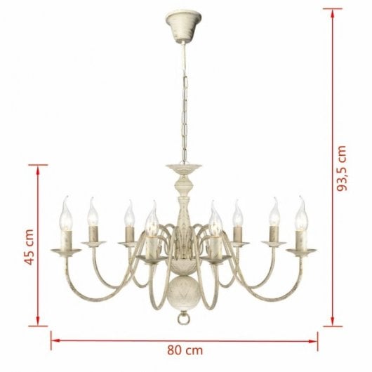 VidaXL Lustre Antique 8xE14 Blanc