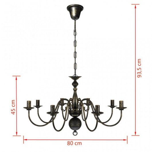 VidaXL Lustre 8xE14 Noir