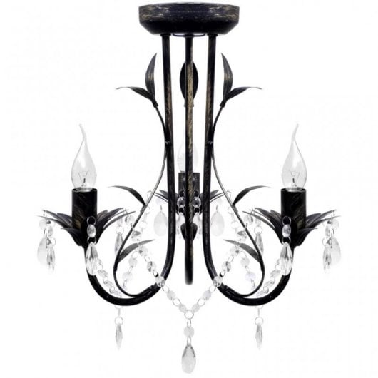 VidaXL Lámpara de Araña Art Nouveau 3xE14 Negra