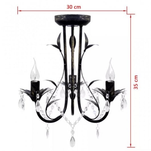 VidaXL Lámpara de Araña Art Nouveau 3xE14 Negra