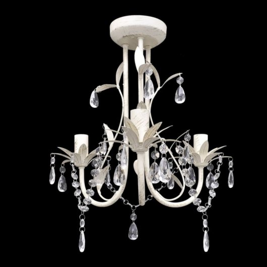 VidaXL Lampe Lustre en Cristal 3xE14 Blanc 2 Unités