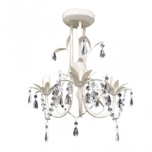 VidaXL Lampe Lustre en Cristal 3xE14 Blanc 4 Unités