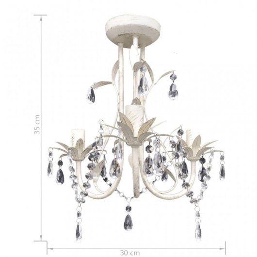 VidaXL Lampe Lustre en Cristal 3xE14 Blanc 4 Unités