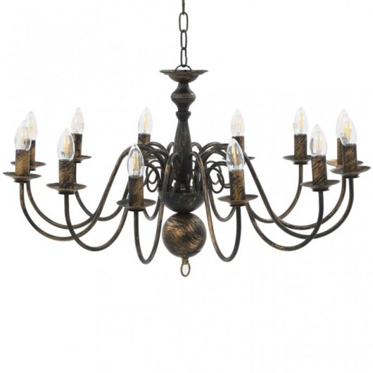VidaXL Lustre Suspension 12xE14 Noir Vintage