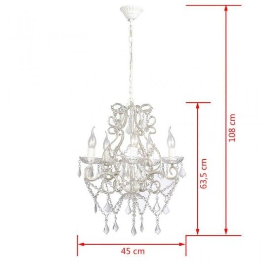 Lustre vidaXL 5xE14 Cristal Chandelier 2800 Perles Métal Design Classique
