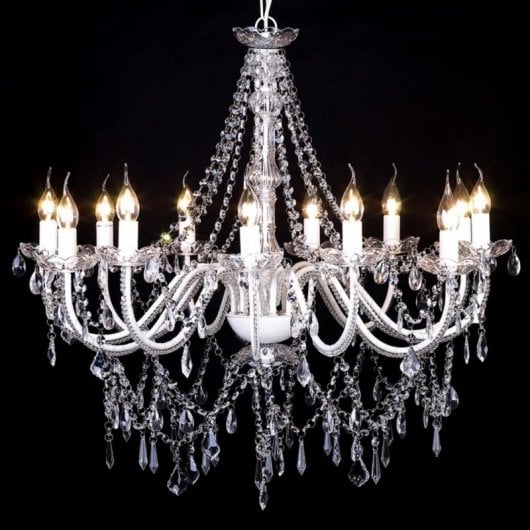 VidaXL Lampadario 1600 Cristalli 12xE14 Bianco/Cromo