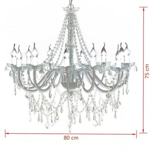 VidaXL Lampadario 1600 Cristalli 12xE14 Bianco/Cromo
