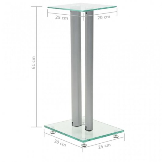 VidaXL Set de 2 Soportes para Altavoz Cristal Templado/Plata