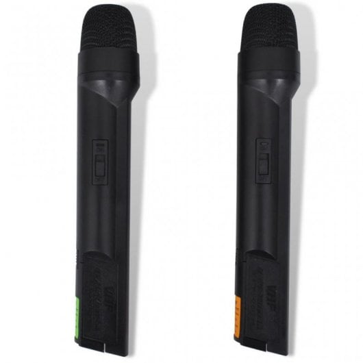 VidaXL Receptor con 2 Micrófonos Inalámbricos VHF