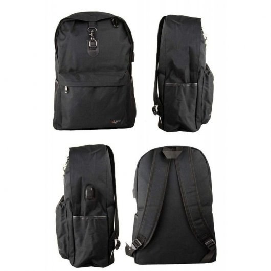 Airel Mochila Negra con Conector USB para Portátil 15.6"