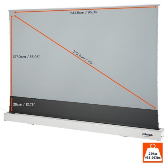 Celexon CLR HomeCinema UST Pantalla de Proyección Eléctrica de Suelo 243x137cm 110" Blanca