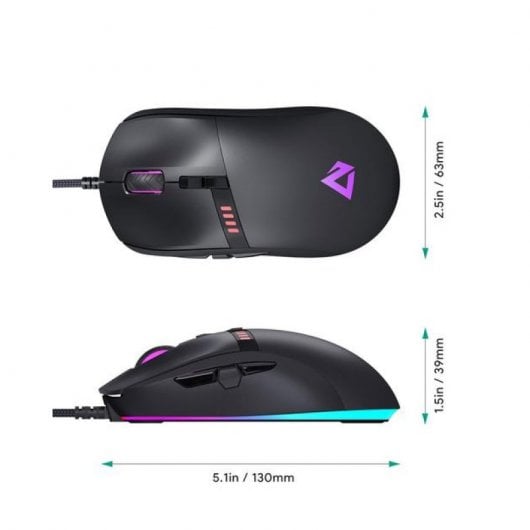 Aukey Knight Ratón RGB 10000 DPI Negro